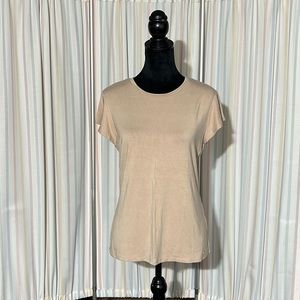 TAHARI women’s large tan beige capped sleeve shirt